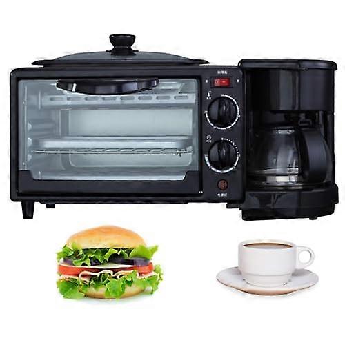 Breakfast Maker Station With 9L Toaster Oven and 600ML Coffee Maker NonStick Frying Pan and Egg Sandwich Maker Black