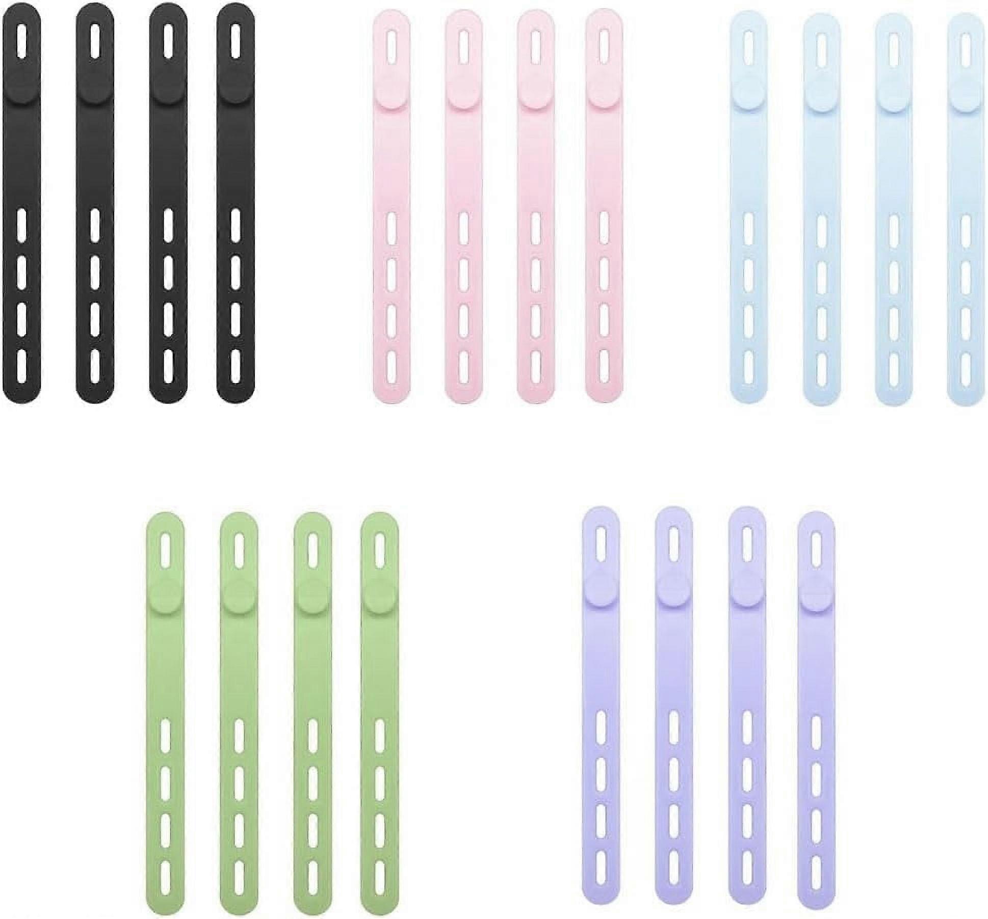 20PCS Silicone Cable Organizers, Reusable Cord Ties with Thickened & Widened High Elasticity Eco-Friendly Material [5 Colors]