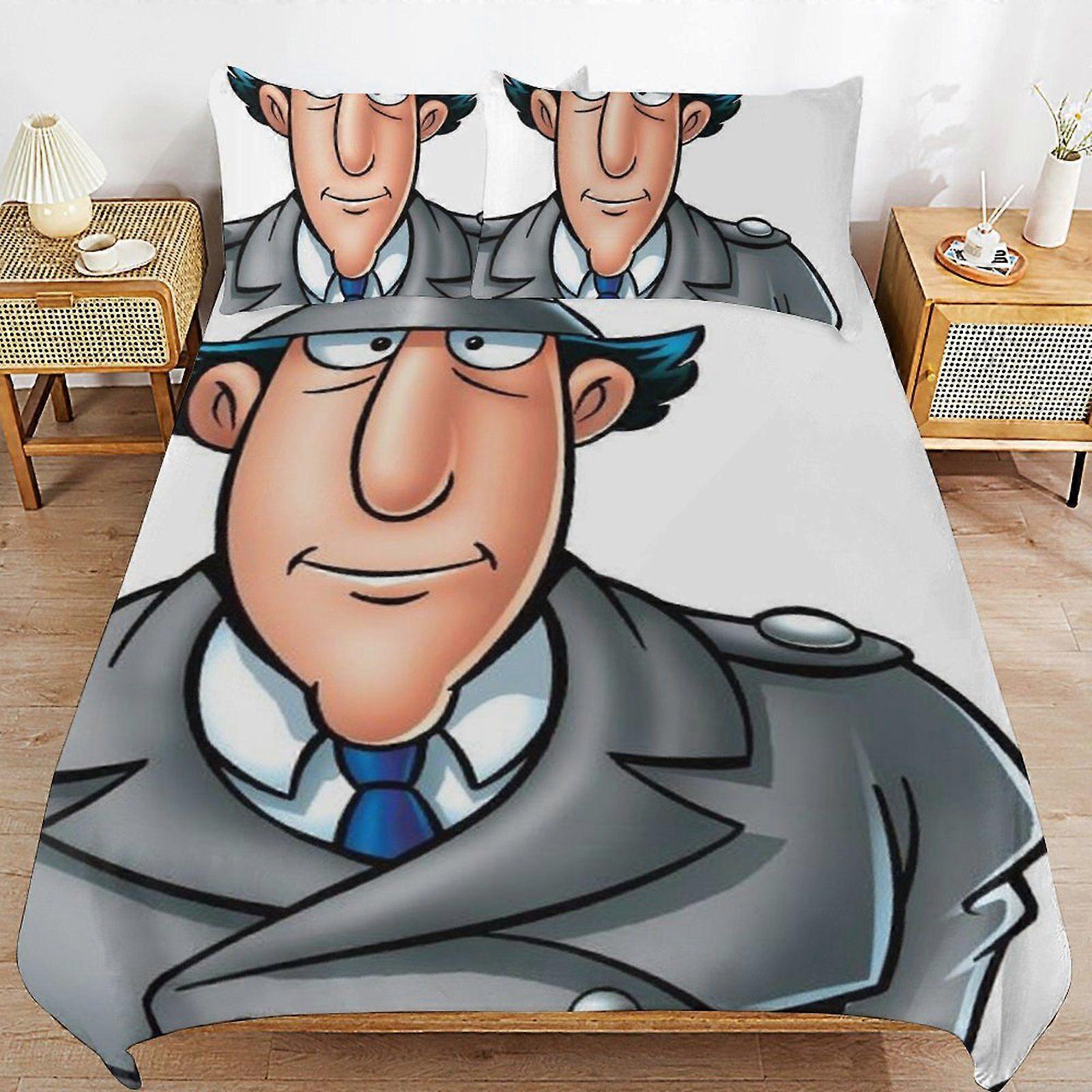 e285 Inspector Gadget Light Weave Long Sleep Support Soft Surface Gentle Zipper Duvet Cover Sets for Quiet Nights a285