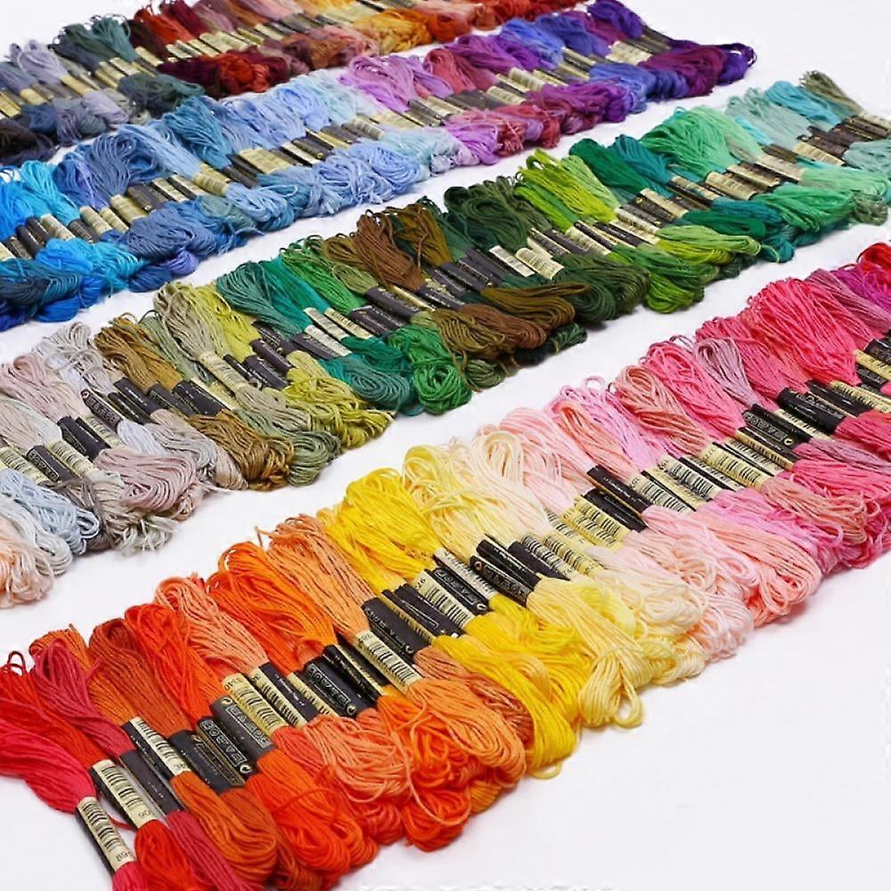 Prettyui 50/100Pcs Skeins Of Multi-color Soft Cotton Cross Stitch Threads Sewing Embroidery Floss DIY Embroidery Process Needle Threader