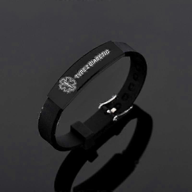 سوار معرف طبي من الصلب من التيتانيوم مع شريط سيليكون