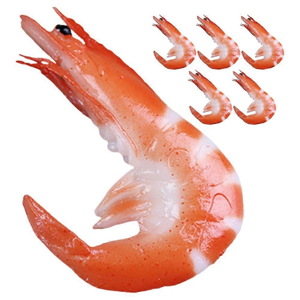 6 stk matmodell realistisk falske reker simulert mat dekorasjon reker modell
