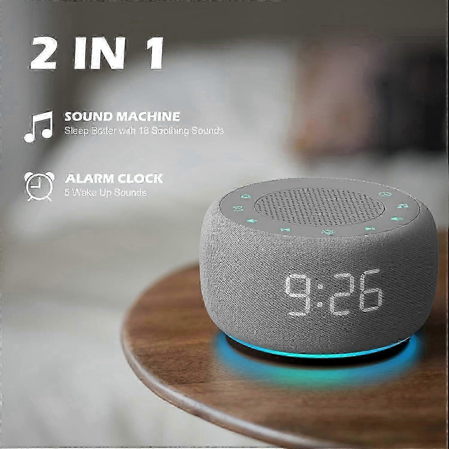 Latest Model  Sound Machine & Alarm Clock 2-in-1, 18 Soothing Sound, 7 Night Light, S