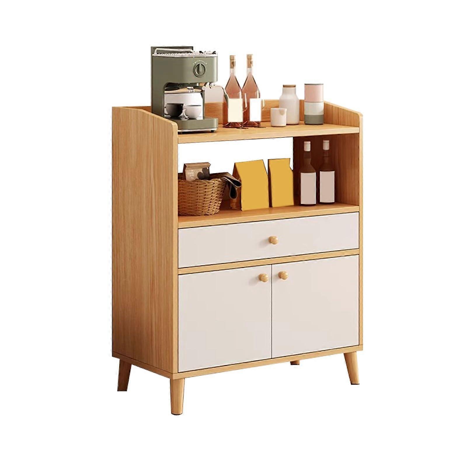 Kitchen Storage Cabinet With Large Capacity And MultiLayer Design For Appliance Organization Beige 60X30X94CM