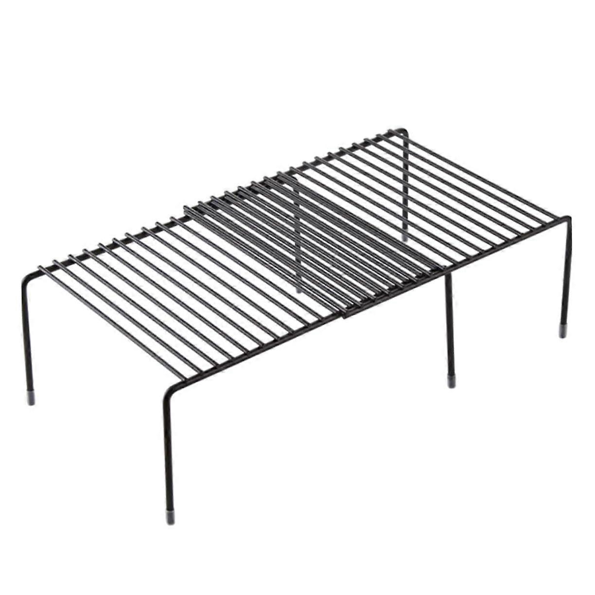 Expandable Kitchen Cabinet Stackable Shelves For Countertop And Pantry Organization Black Iron Space Saving Rack