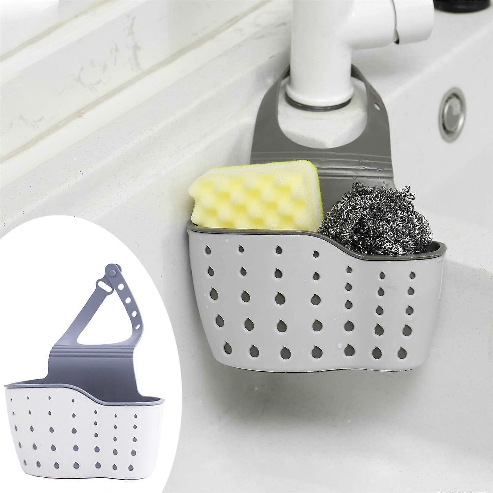 FensXil Sink Drain Rack, Silicone Hanging Double Basket for Soap & Sponge, Storage Basket Compatible with Kitchen Sink Drain Pipe