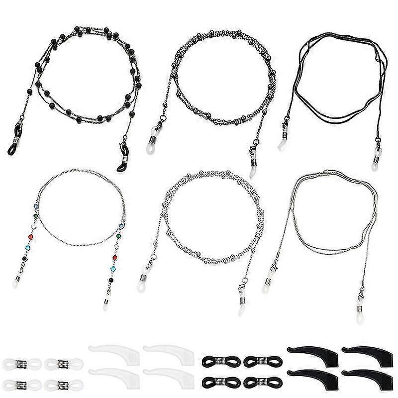 6ks držák masky řetězec šňůrka náhrdelník sluneční brýle brýle brýle řetězy brýle držák korálkové brýle popruh držák proti ztracené masce vodítko pro ženy