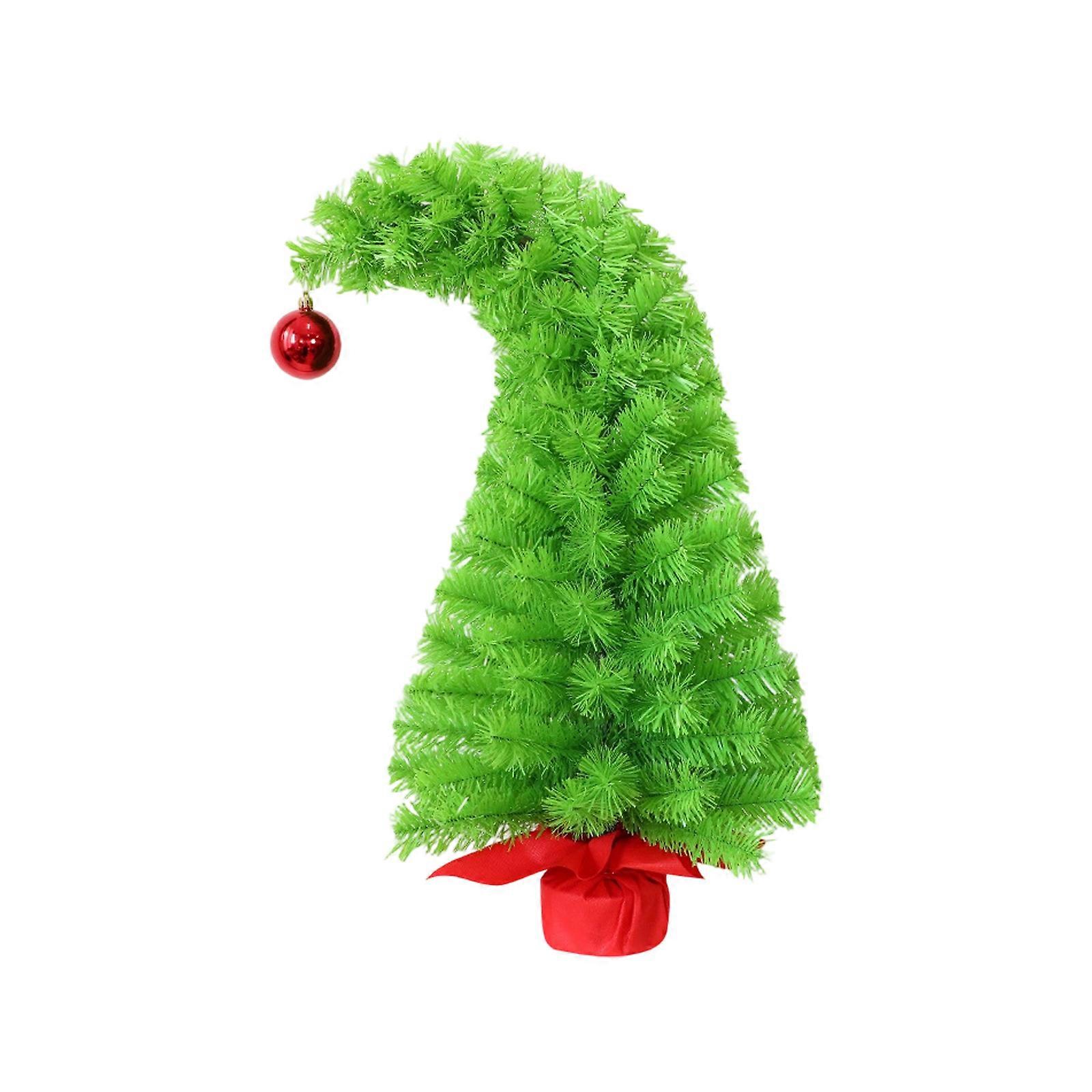 Tilted Green Christmas Tree Decoration Tiny Miniature PVC Festival Tree Ornament for Mantels Tabletop Shelf Display Multicolor