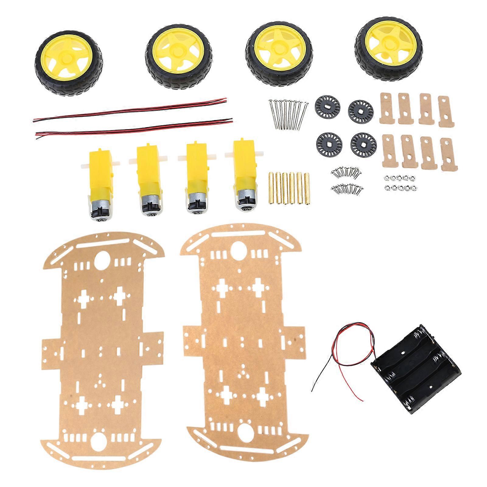 Robot Car Chassis Kit Bluetooth-compatible Remote Control Car Accessories with Battery Box 4WD Ultrasonic Module Multicolor