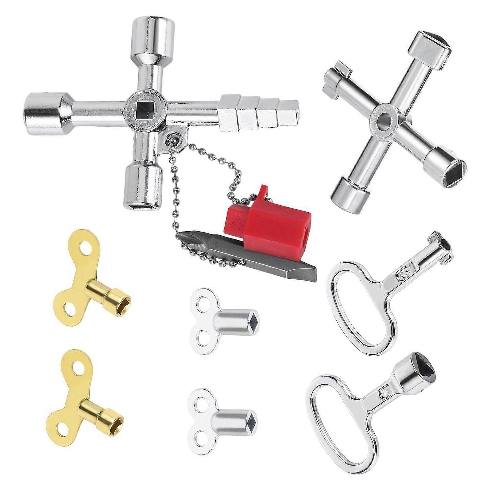 8Pcs Air Vent Tool Universal Radiator Valves Key Water Tap Faucet Key Ergonomic Radiator Tool Cabinet Spanner Key Multicolor