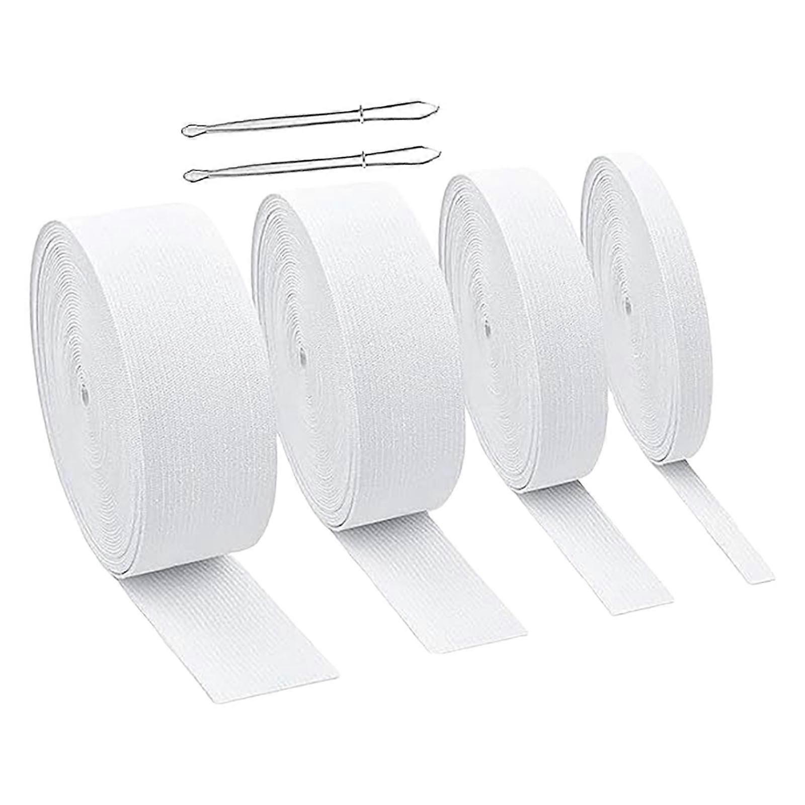 4 Rolls Elastic Sewing Tape For Pants Waistband Includes 2 Drawstring Threader Clips 0.6-2Inch Wide 5.5 Yards Per Roll Multicolor