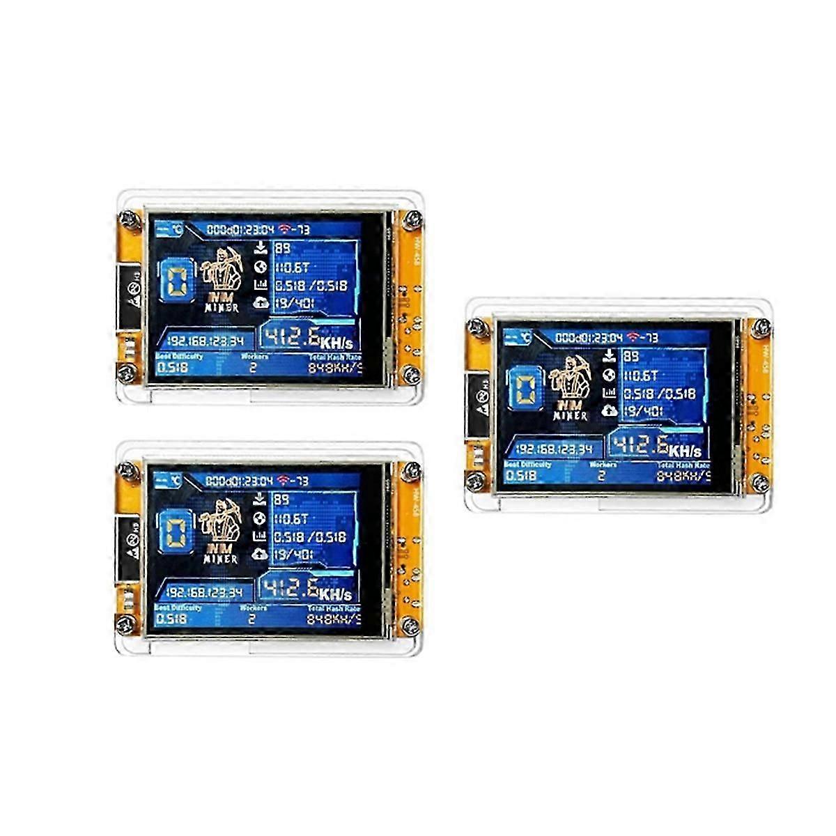 3Pcs Bitcoin NerdMiner V2 NMMiner Hashrate 411KH/S ESP32 2.8 Inch Display Crypto Solo Lottery ESP32-