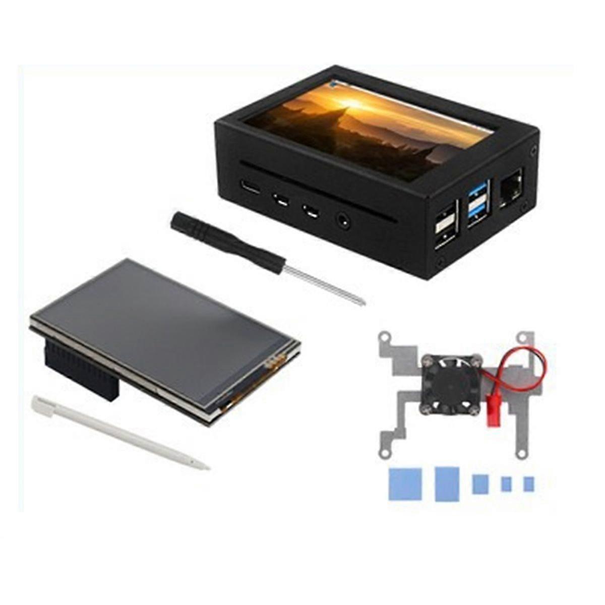 For B 3.5 Inch Touchscreen 480x320 LCD with Cooling Fan Heat Sinks Aluminium Case for Raspberry 4 B