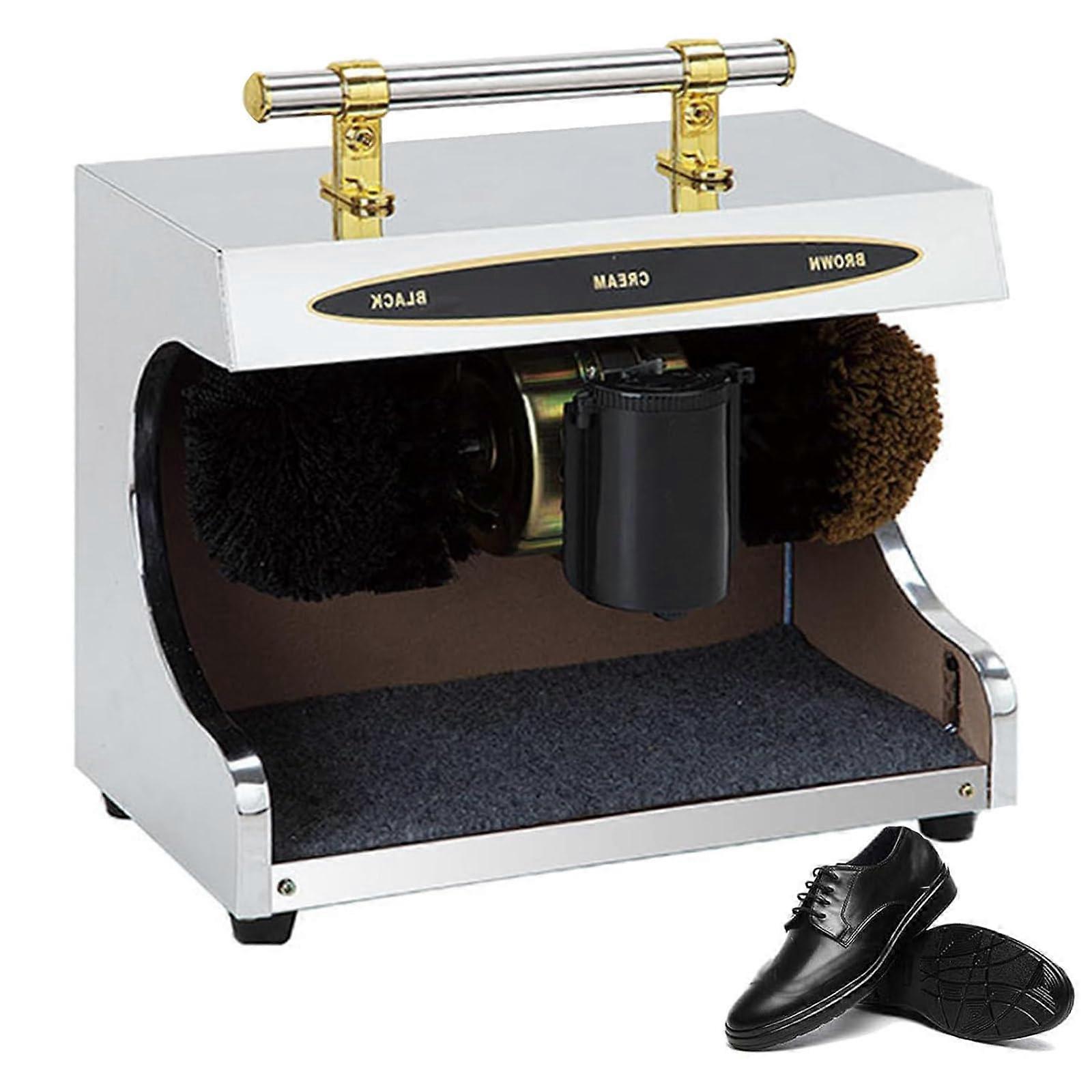 Electric Shoe Polisher Automatic Induction Dual Brush Low Noise Shoe Shiner for Hotel Lobby and Office Use (D)