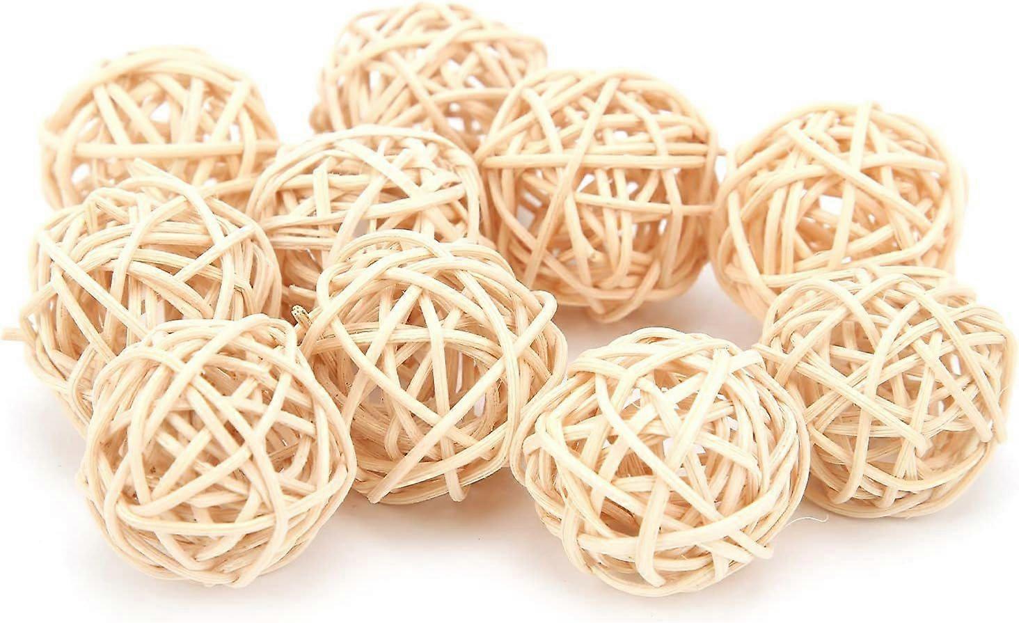 10Pcs Rattan Balls, Sepak Takraw Rattan and Harmless Parrot Small Animal Chew Toy for Parrot
