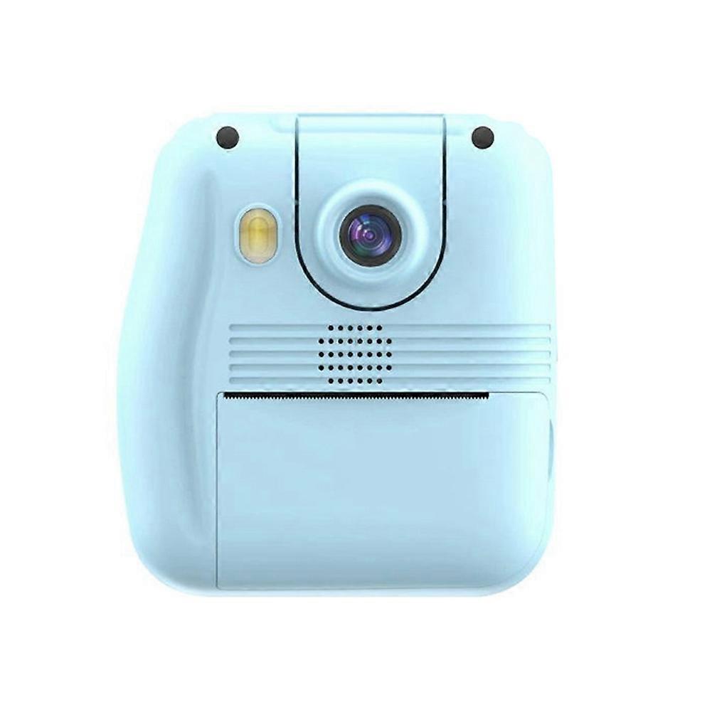 Flip Lens Kids Portable Printer Thermal Paper Stickers Paper Mini Printers Multi-Function Digital Small SLR Blue