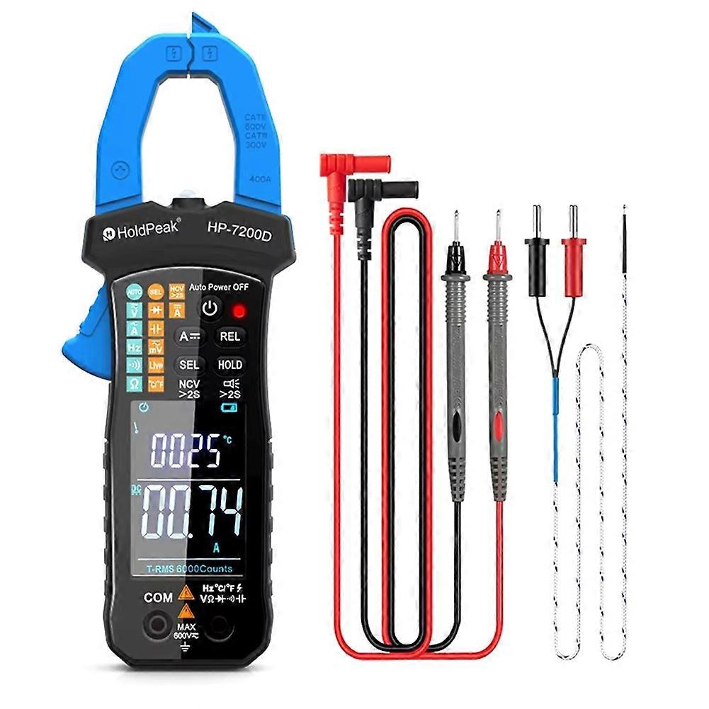-7200D Digital Clamp Meter, TRMS 6000 Counts Multimeter with Auto Range,AC/DC Voltage & Current Me