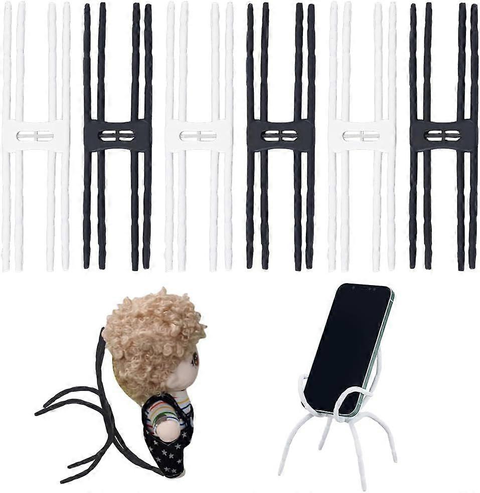 6pcs 2 Colors Multi Function Portable Spider Phone Holder Stand Flexible Multi-Angle Adjustable Phone Holder for Smartphones Tablets Flexible Stands B