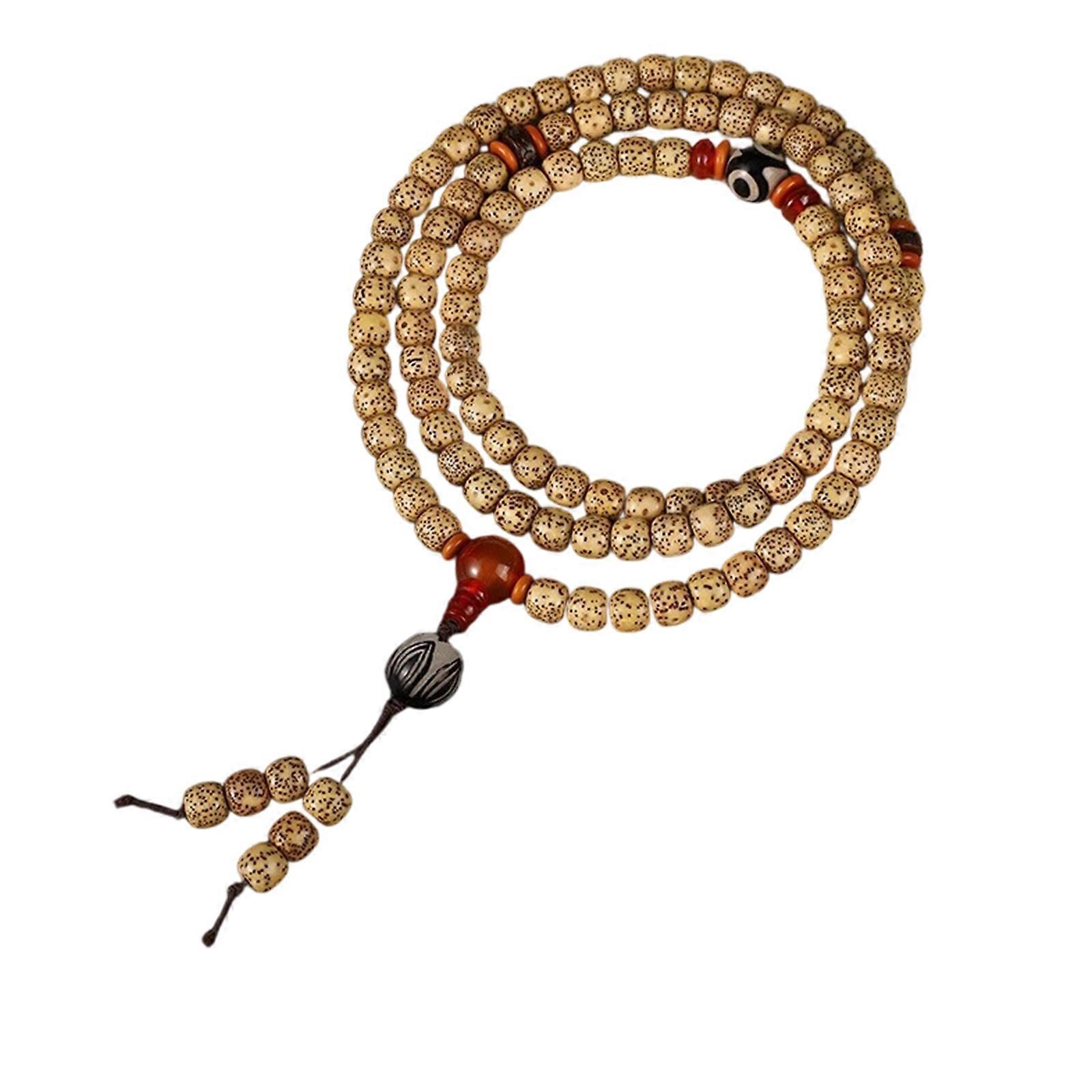 Classical Star Moon Pattern Bodhi Buddhist Bracelet Wood Beads Bangle For Meditation Relaxation And Style  C