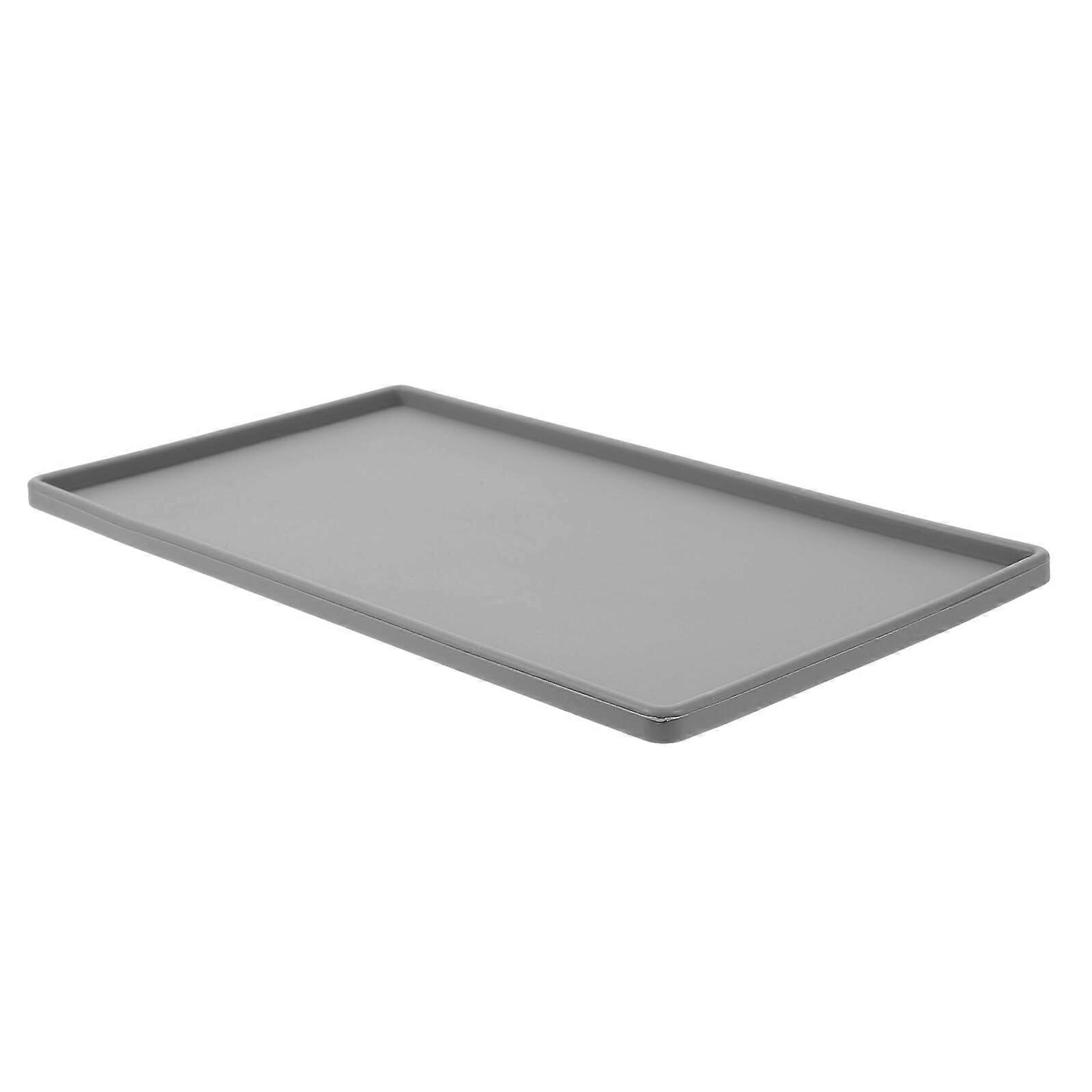 Grey Silicone Vanity Tray Large Rectangular Non‑Slip Organizer for Bathroom Counter and Dressing Table