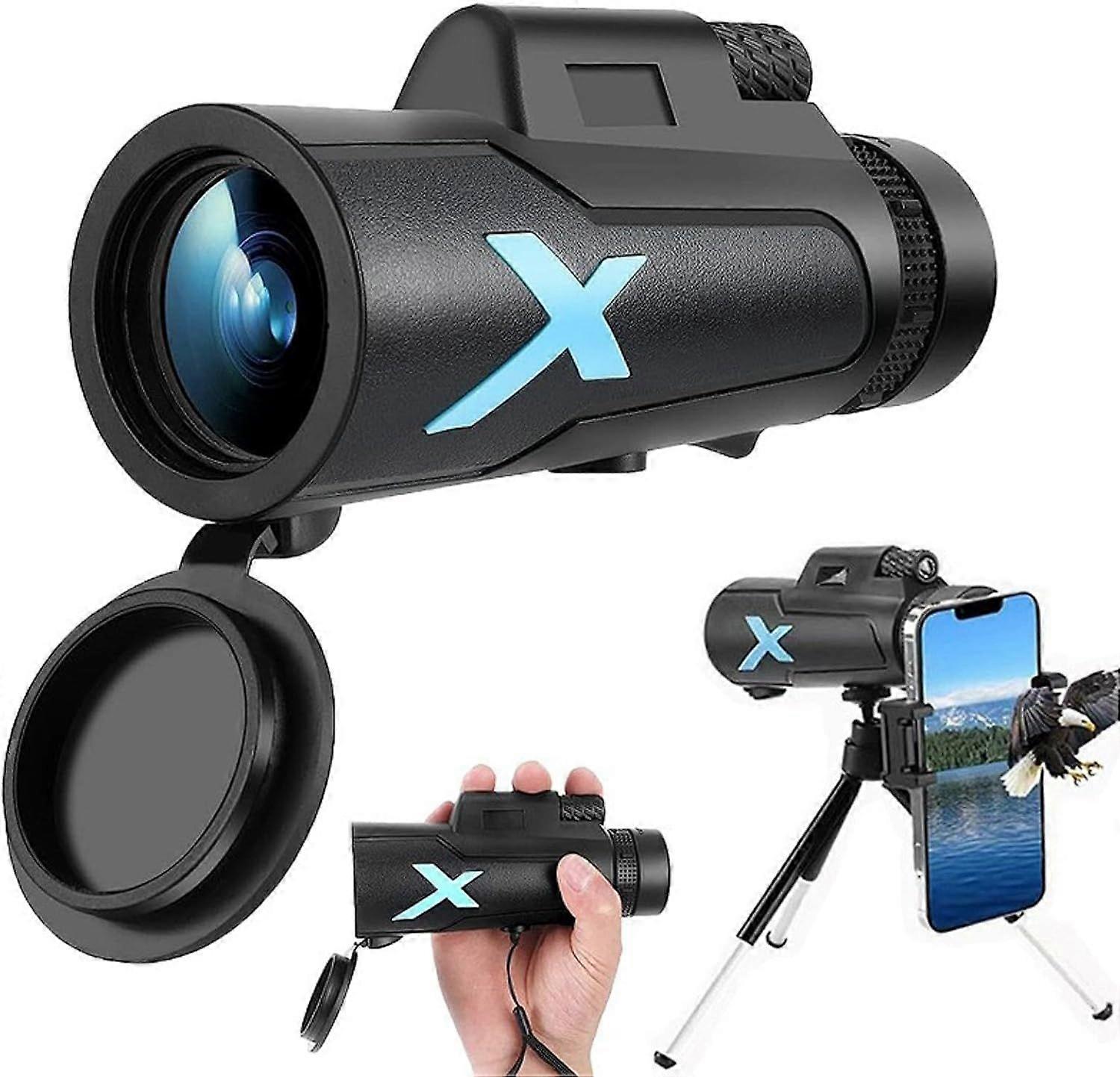 12X50 High Power Monocular Telescope, Small Monocular Telescope High Power, for Smartphone Holder