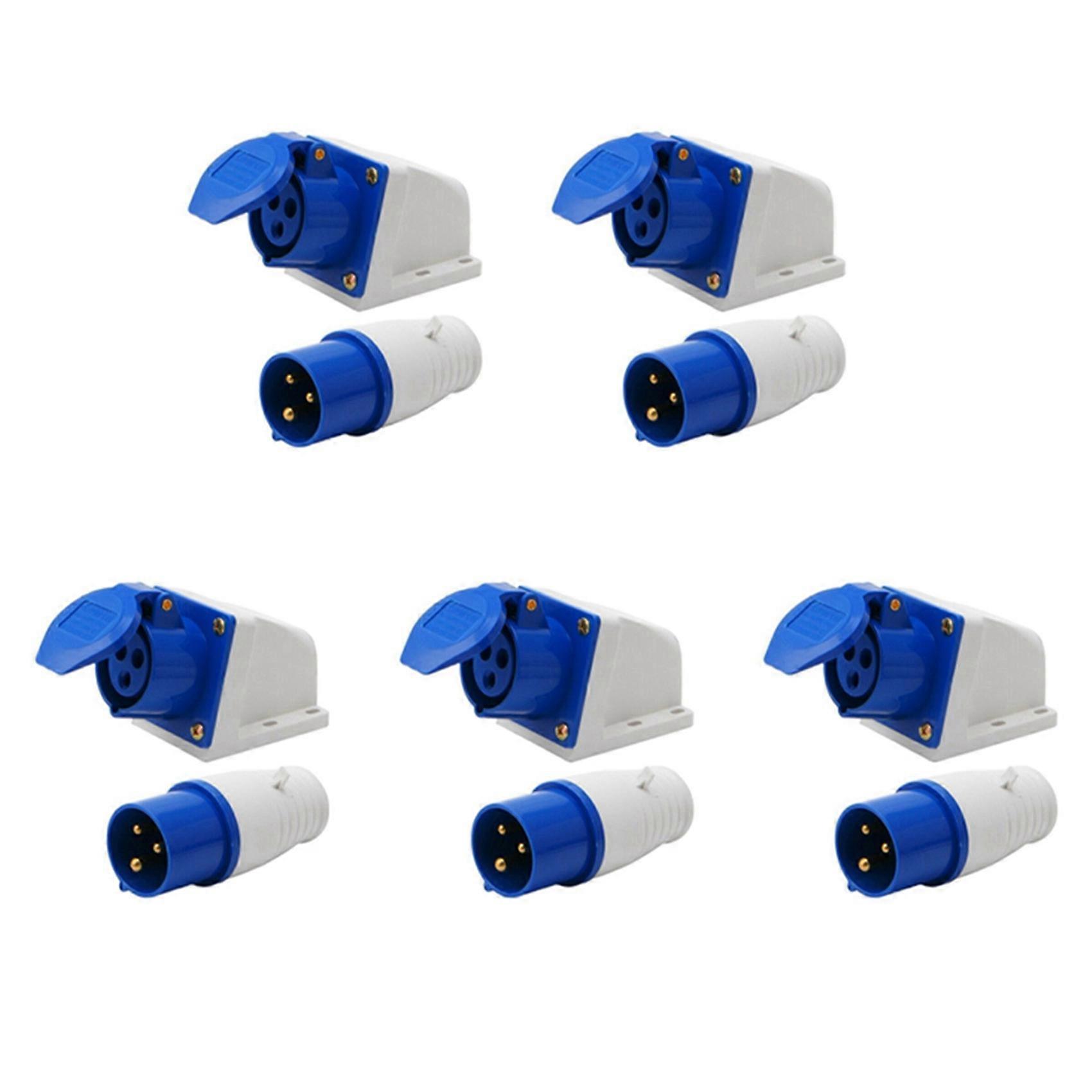 5X 16 Amp 3 Pin Embedded Connection Waterproof Plug Socket