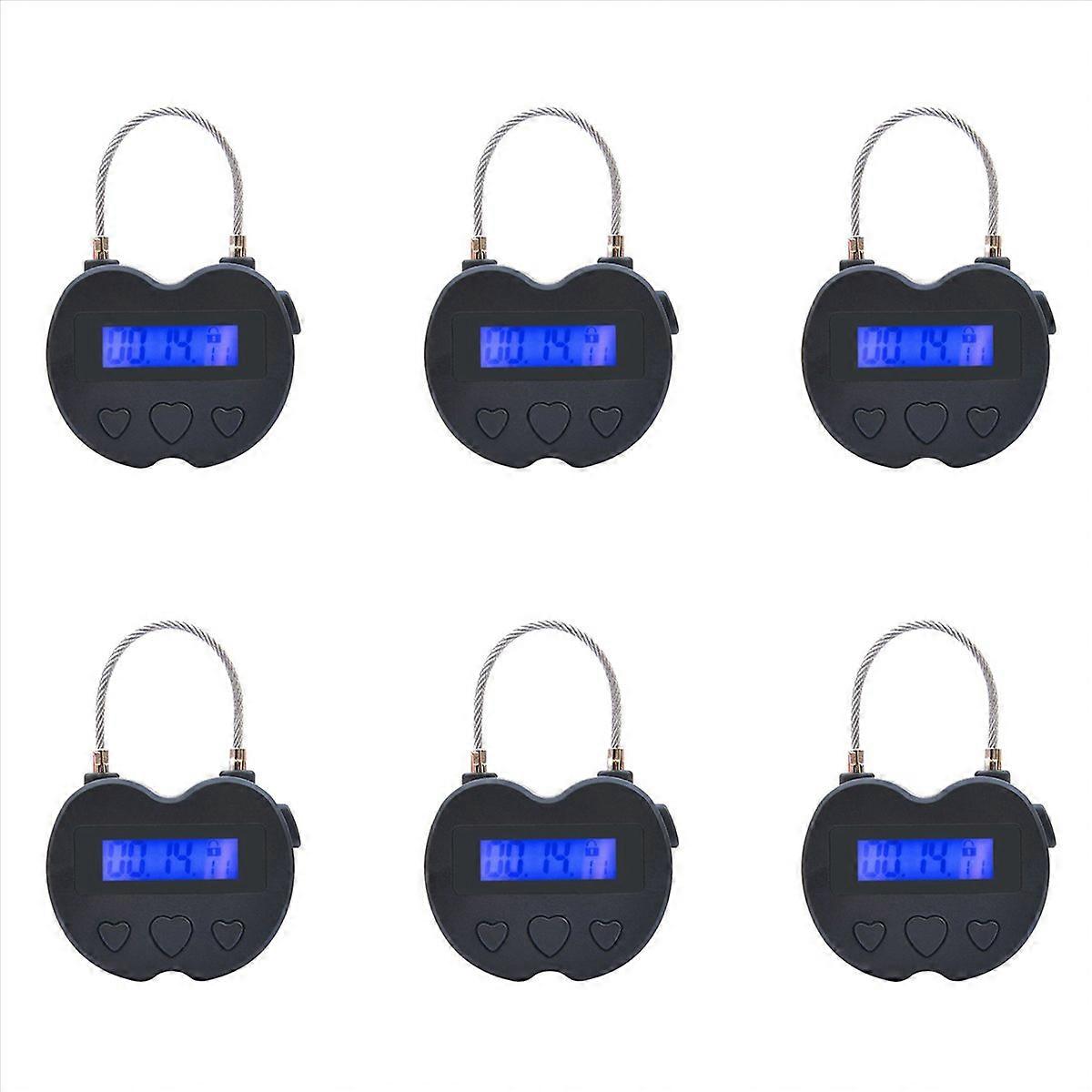 Smart Time Lock LCD Display Time Lock USB Rechargeable Timer Black