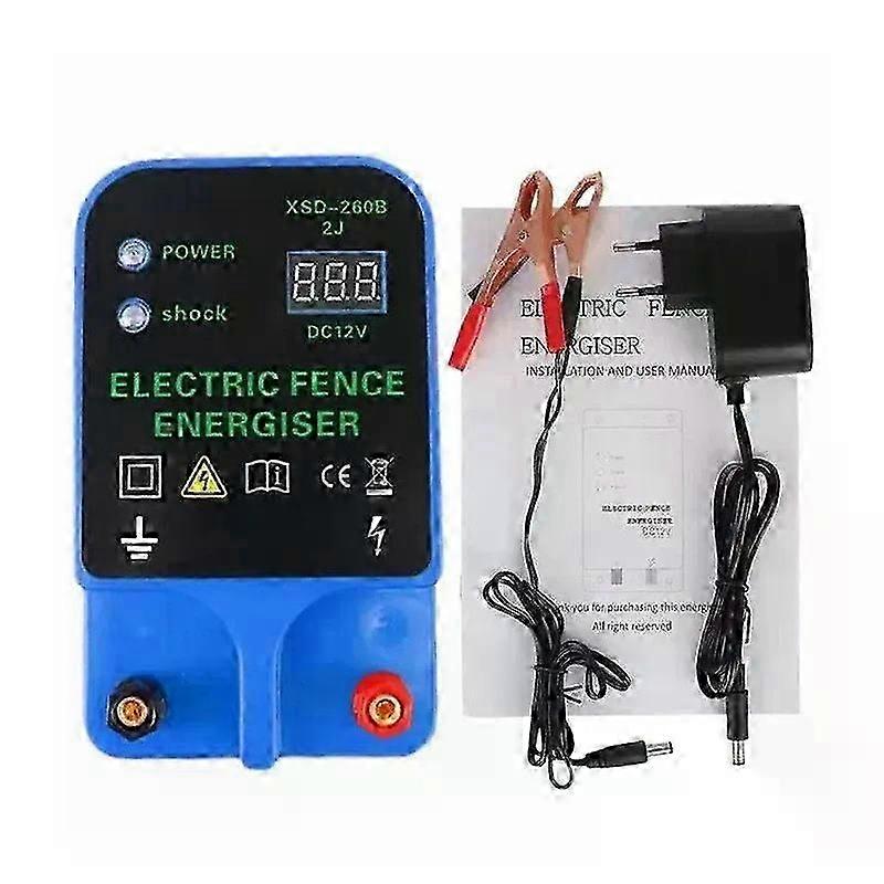 Fence Solar Livestock Controller LCD Electric Fence Energizer LCD Voltage Display High-decibel Alarm 10KM Waterproof