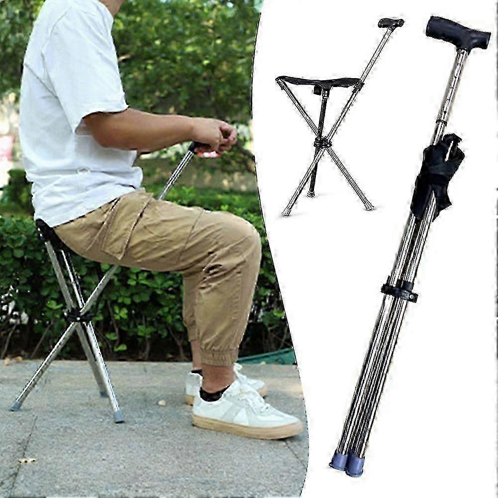 Folding Cane Chair for Seniors and Disable, Heavy-Duty Adjustable Walking Stick with Seat for Outdoors, Stability & ComfortHandle Stool Edition 1129