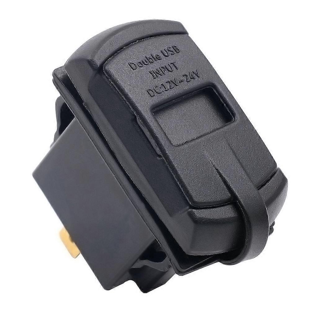 12-24V USB Power Socket with Voltmeter for Car Motorcycle Black