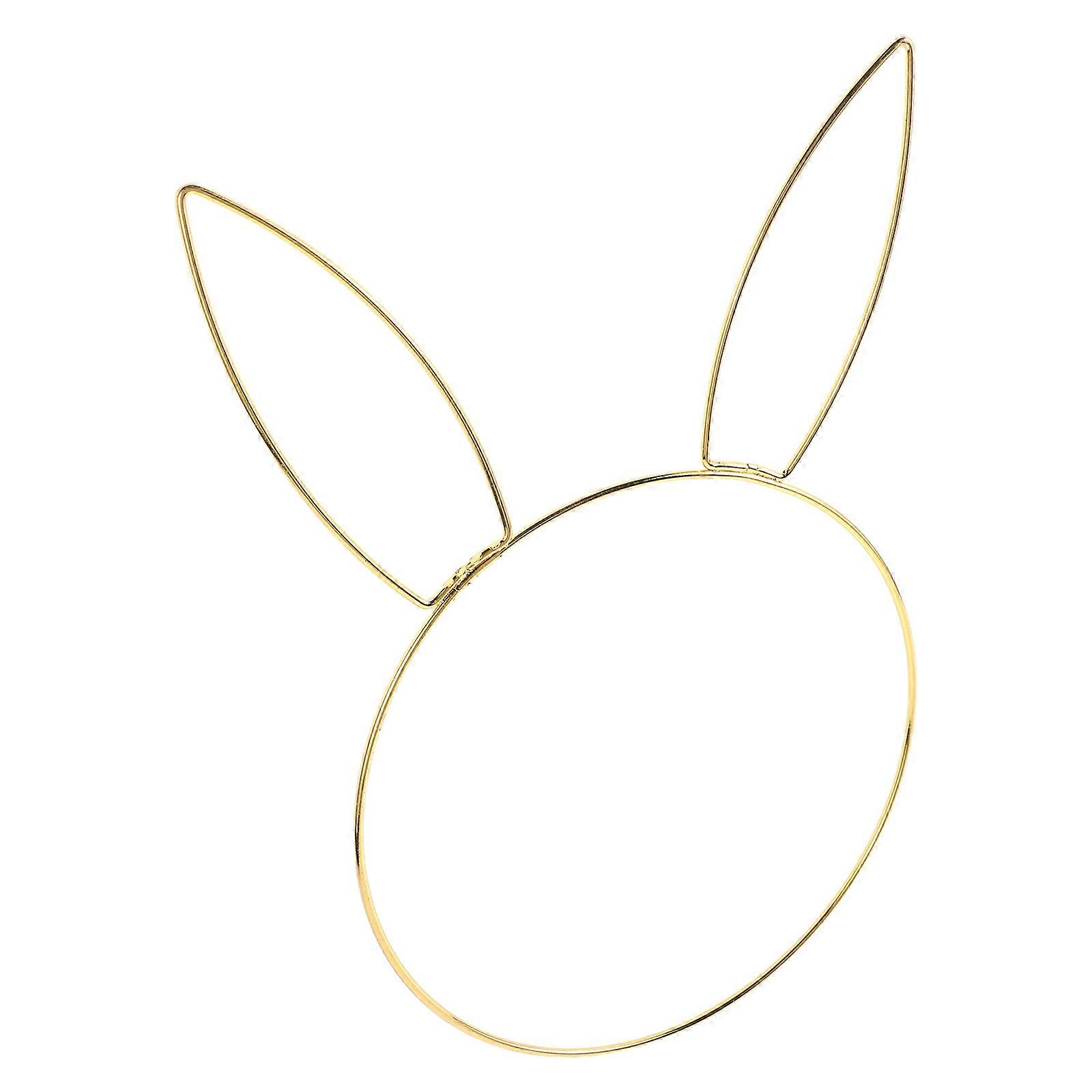 Golden Easter Bunny Head Metal Wreath for DIY Craft
