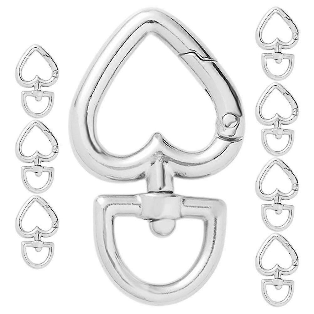 Metal Heart Shape Keychain Clip for DIY Use 8Pcs Silver Zinc Alloy Clasps
