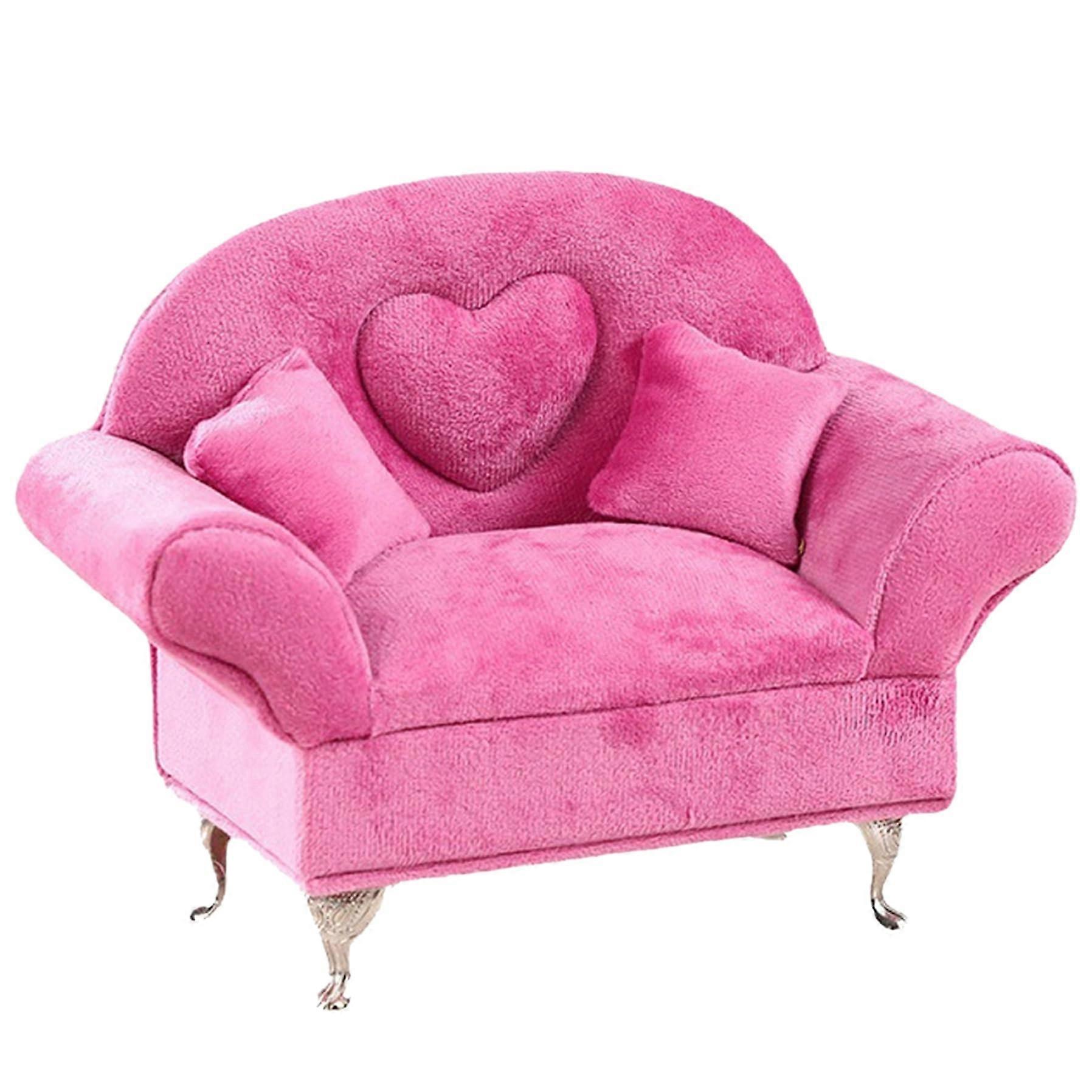 Mini Sofa Jewelry Box with Elegant Velvet Finish, 1/6 Scale Couch Organizer, Large Capacity Storage