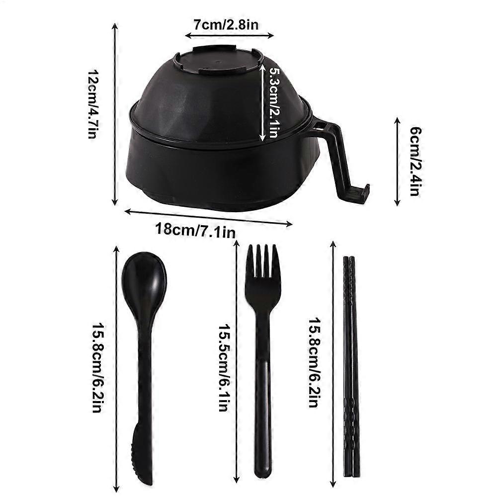 Ramen Cooker Bowl Set Instant Noodles 6X Bowl Rapid Ramen Noodle Bowl PP With Lid Chopsticks Spoons Fork For Soup Noodles Or