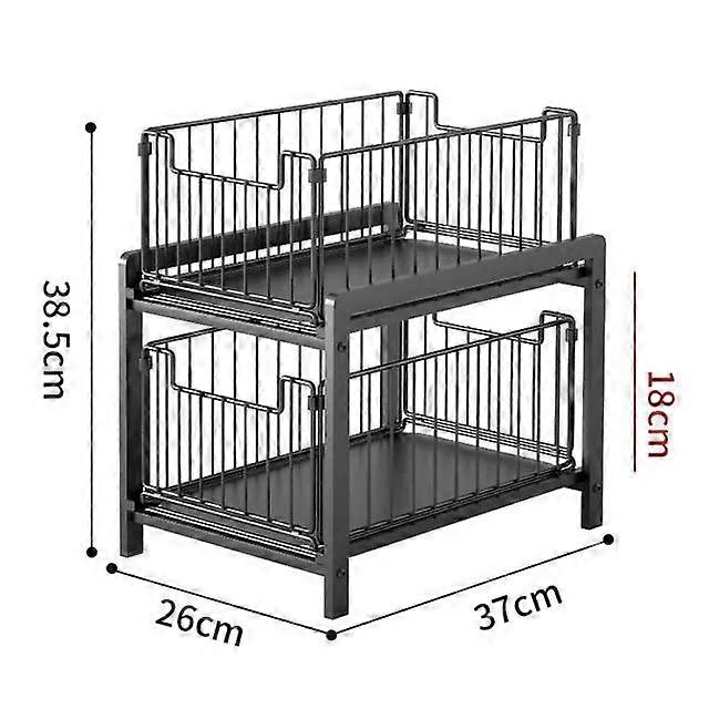 Under Sink Shelf Cabinet Organizer  2-Layer Removable Pull-Out Kitchen Under Sink Organizer Storage Rack with Drawers