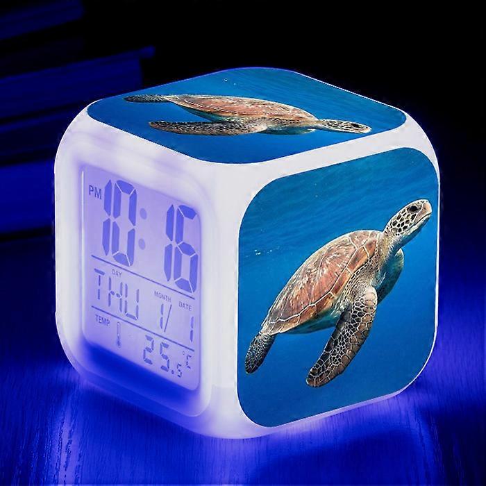 Creative LED Digital Seven-Color Changing Square Clock for Students and Children