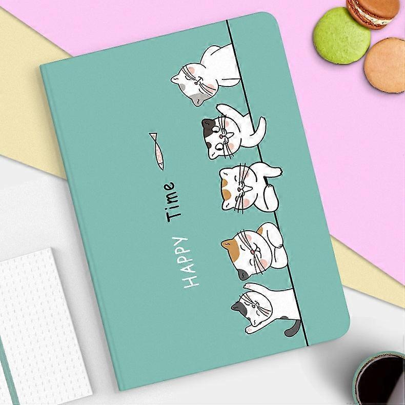 Capa elegante para iPad 2025 de 11 polegadas com desenho animado "Happy Time Sleep" em silicone.