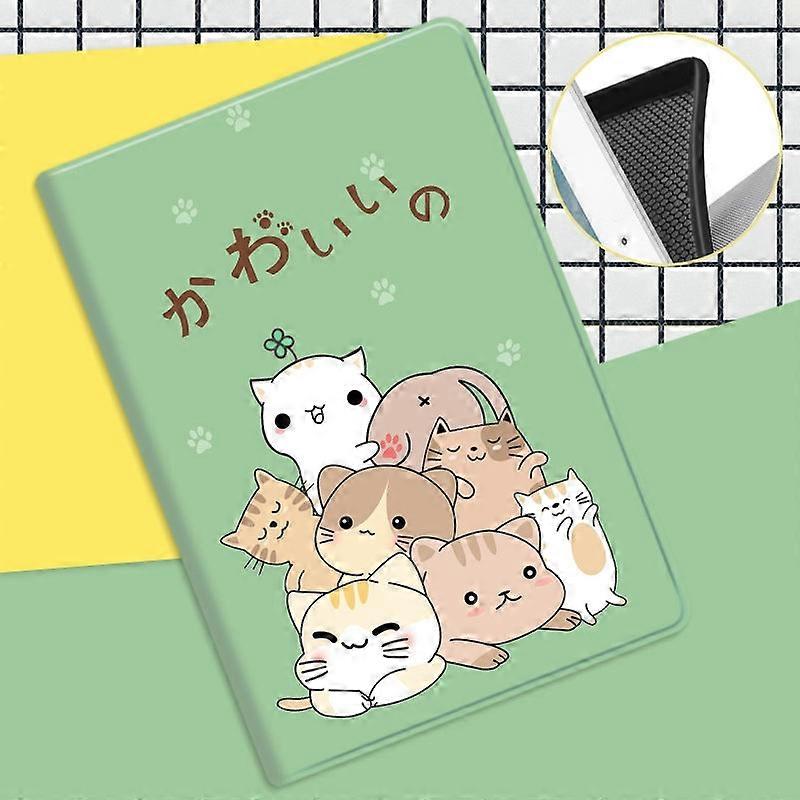 Capa estilosa para iPad 18/20/21/22 de 12,9 polegadas com mini relógio Pippi Cat