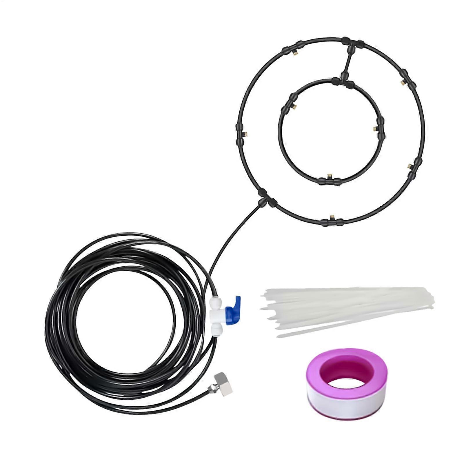 Outdoor Misting System with 8m Hose, Multi Nozzle Patio Cooling Sprayer for Backyard BBQ