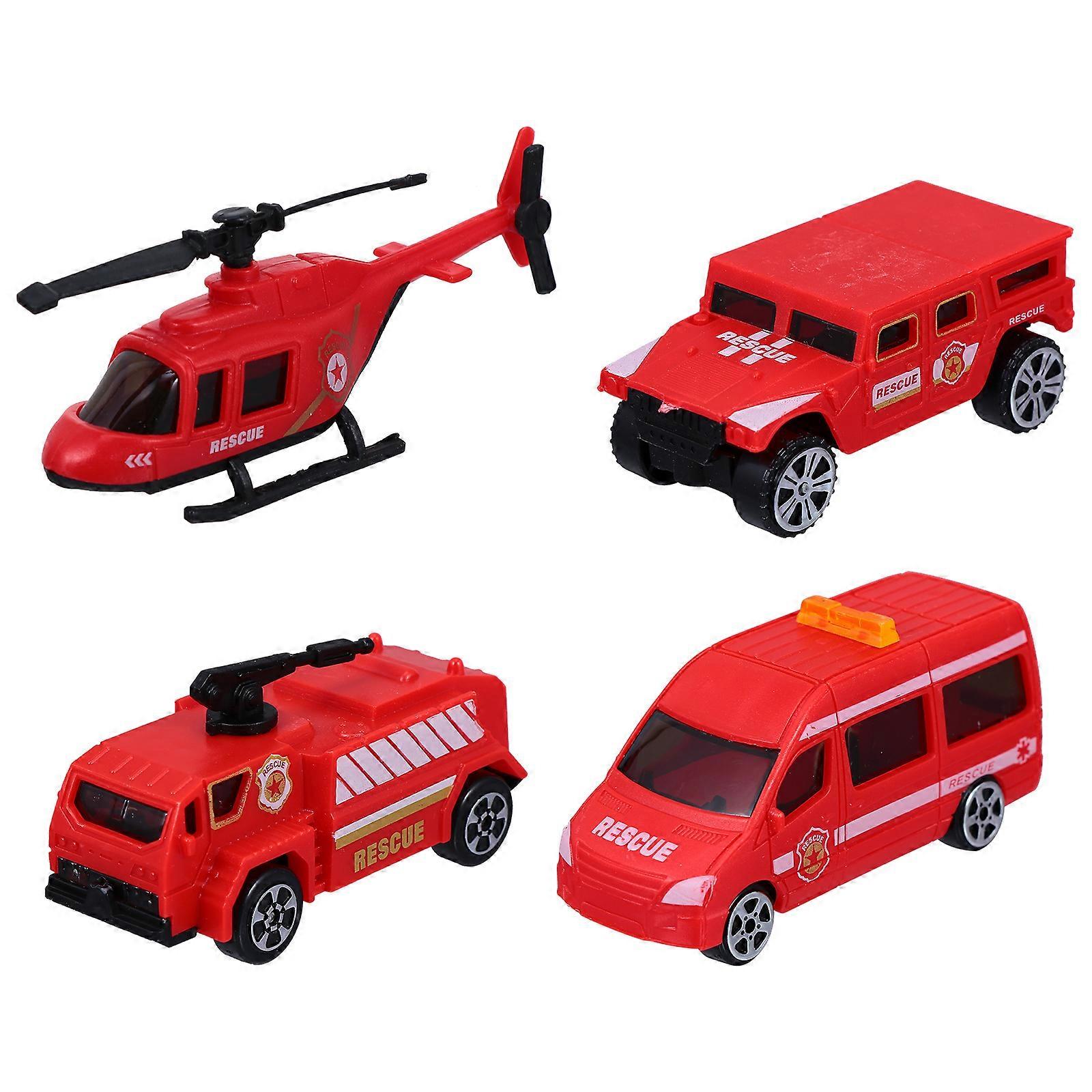 Engineering Car Toy Car Shape Educational Play Children's Toys Plastic Red with Sliding Function 4Pcs