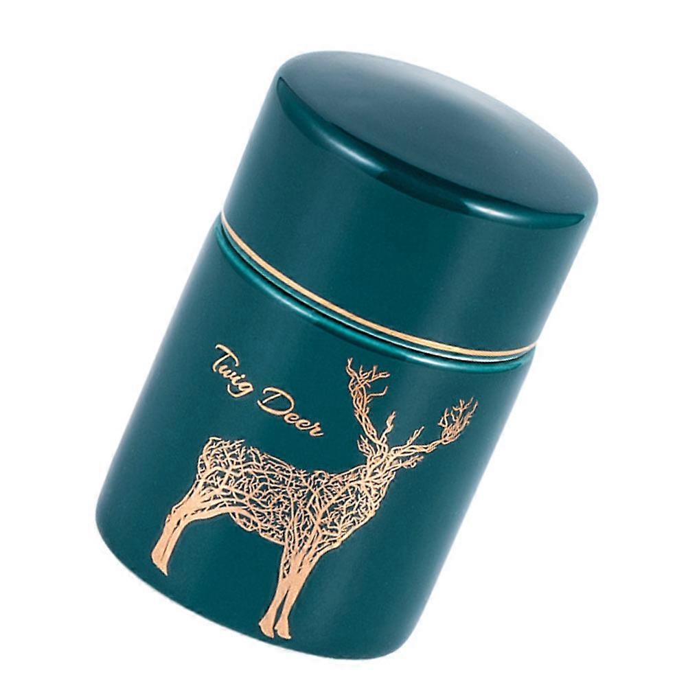 Green Ceramic Toothpick Box for Storage Use with Elk Pattern