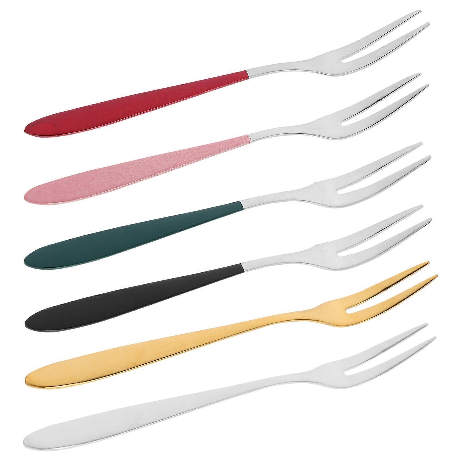 Fruit Forks For Party Hostess Gift Assorted Color Fine Dining Experience Anti-Rust 6 Pcs