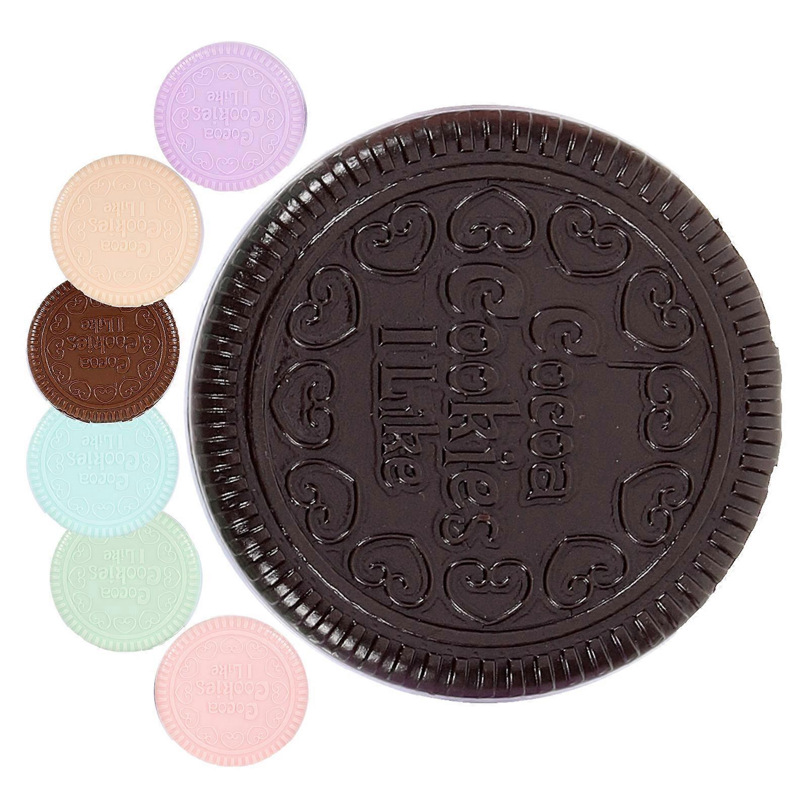 Round Compact Mirror Chocolate Cookies Pocket Mirror with Comb 7Pcs