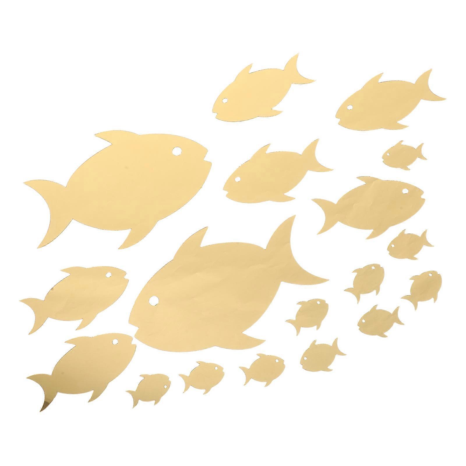 Golden Fish Shaped Acrylic Mirror for Bathroom Decoration 2Sets