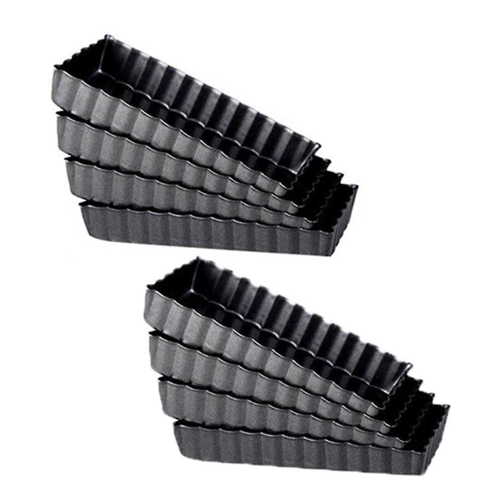 8 Pcs Non-Stick Quiche Tart Pans Rectangle with Removable Bottom,Fluted Tart Tin for Fruit Pie Cake