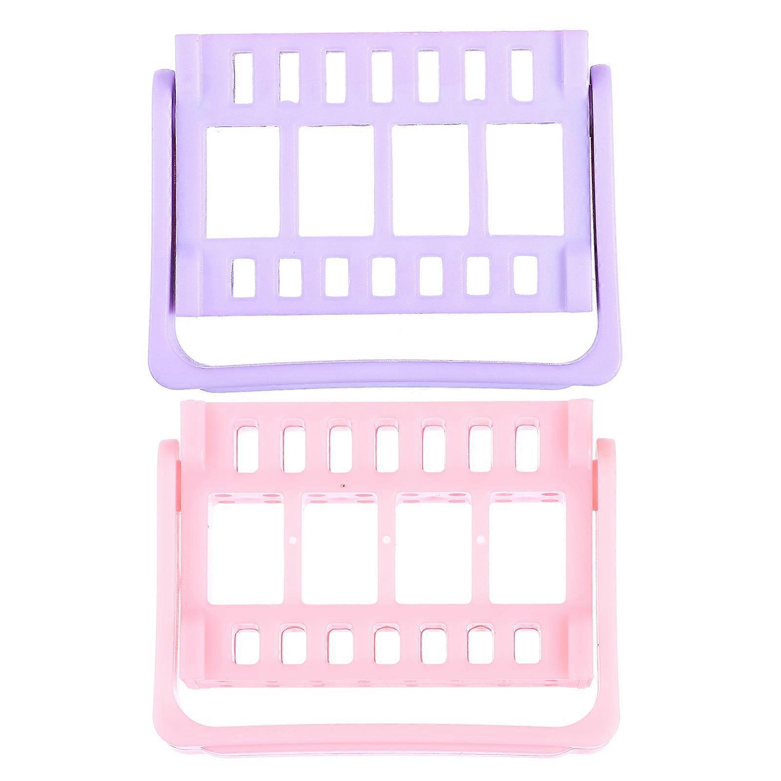 Nail Drill Bit Holder for Storage 2Pcs Practical Grinding Bit Rack in Pink