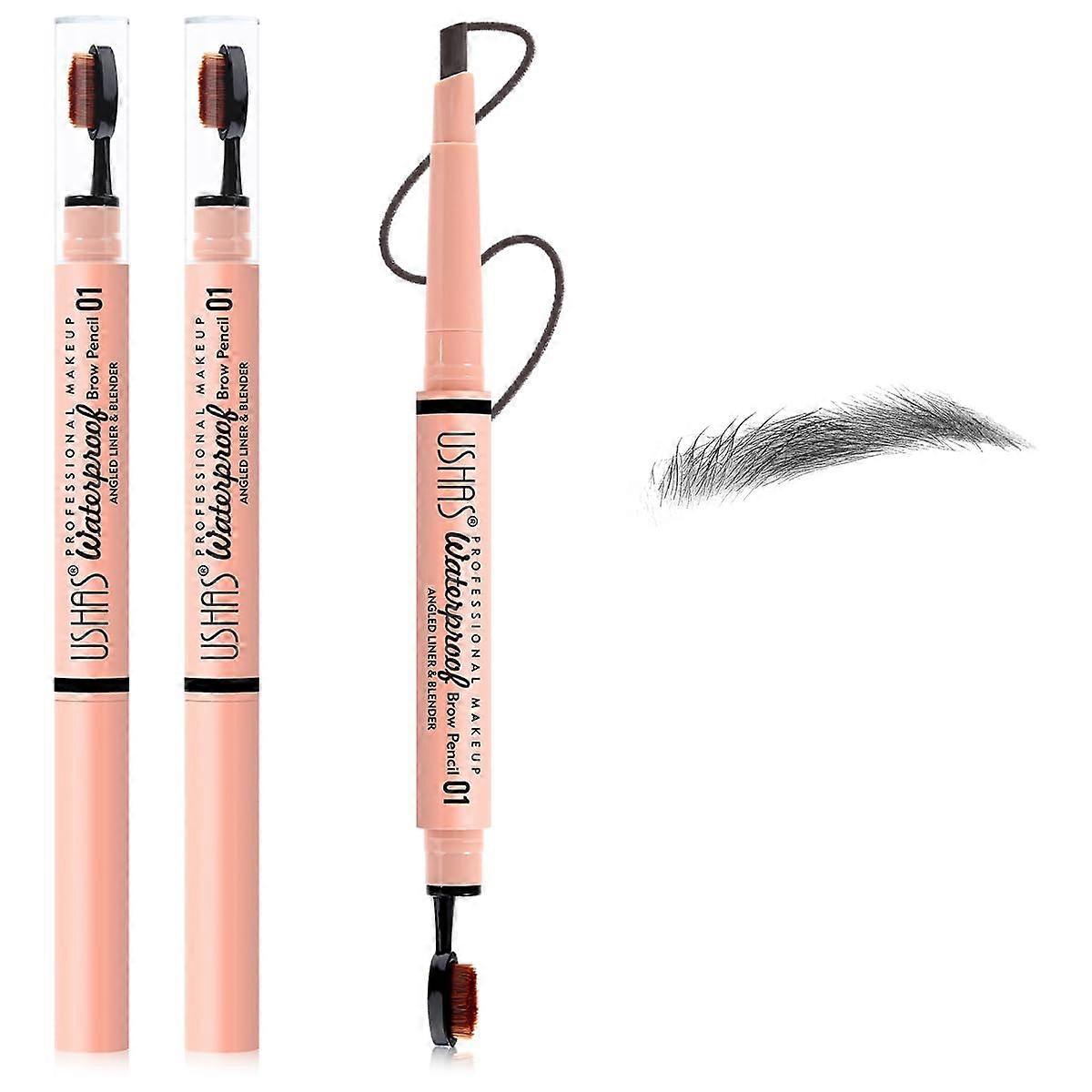 2 Pcs Waterproof LongLasting DualEnded Eyebrow Pencil with Brush for Precise Shaping