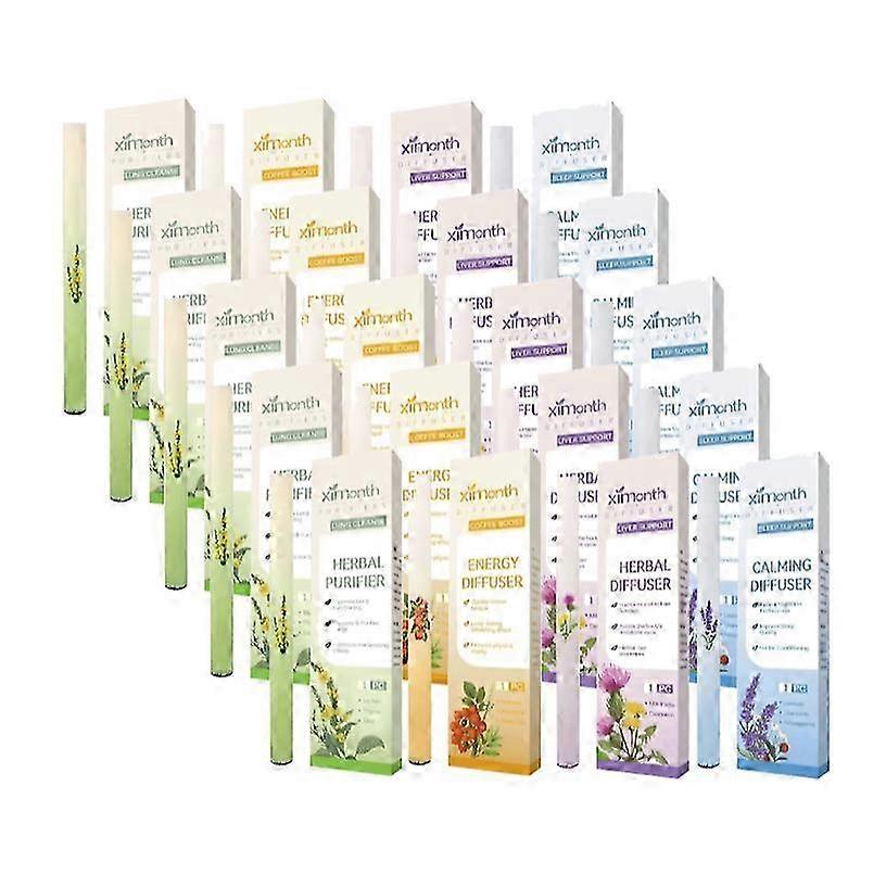 Lot de 1 à 5 stylos diffuseurs de parfum d'ambiance aux herbes pour une haleine fraîche et un soin corporel optimal. Contient de la molène, du thym, du guarana et de l'extrait de thé vert.