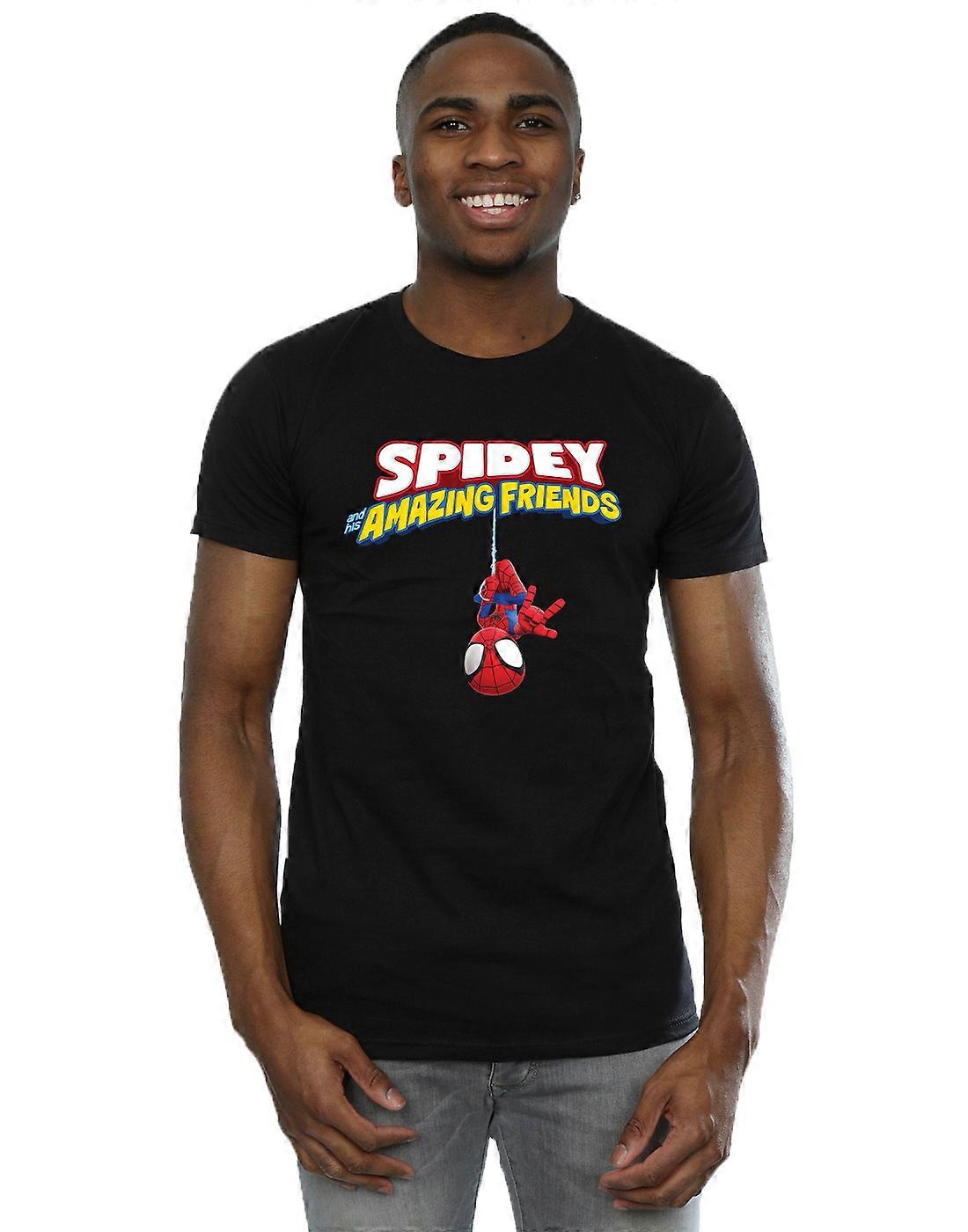 Marvel Men's Spider-Man Hanging Upside Down T-Shirt