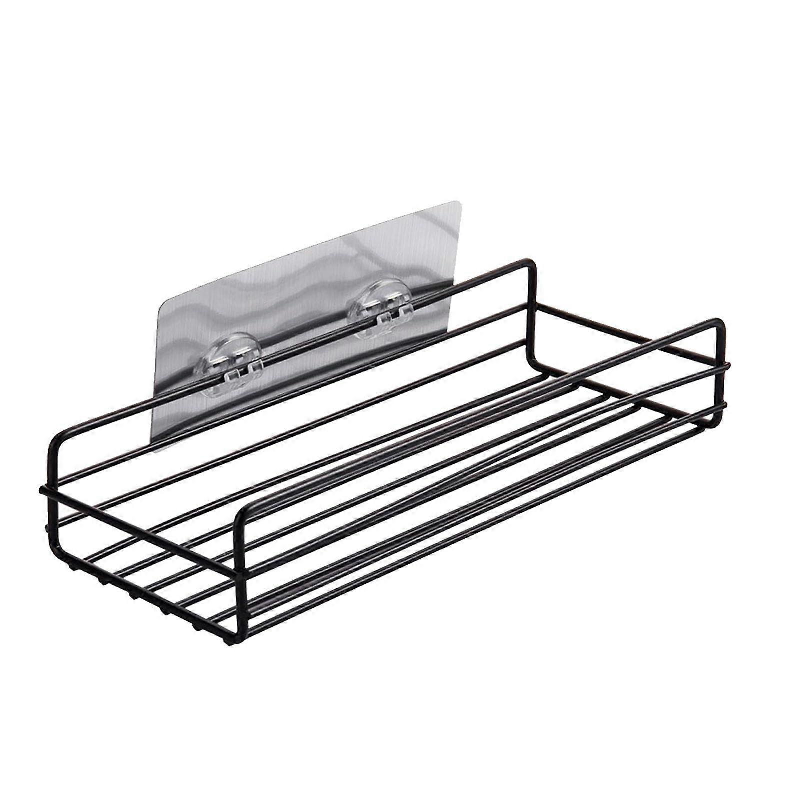 Bathroom Wall Shelf Space Saving NoDrill Iron Storage Rack for Bathroom and MultiRoom Use Black